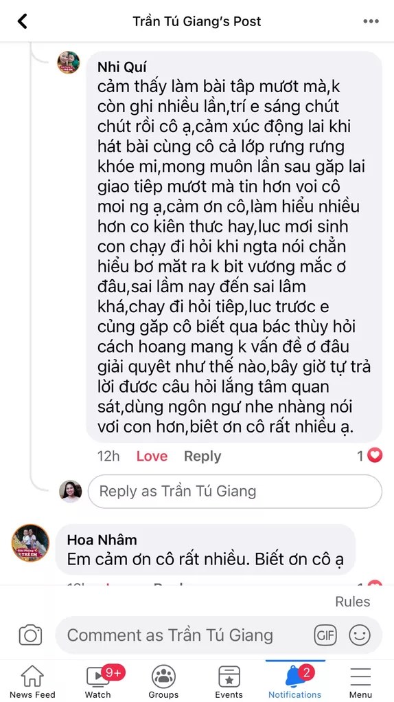Phản hồi của phụ huynh
